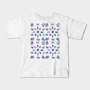 Crystals 1 - Gemstones Watercolor Pastel White Kids T-Shirt